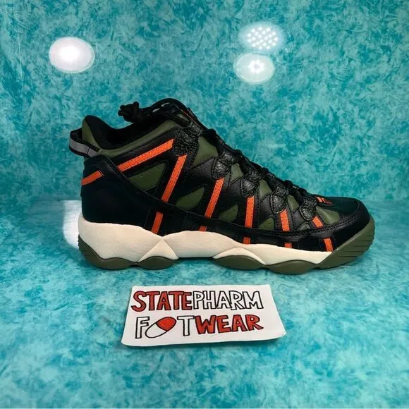 Fila Stackhouse Men’s Green Orange High Top Retro Basketball Shoes Sneakers