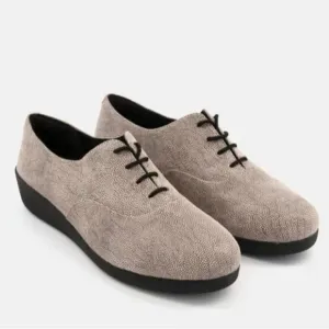 Fitflop F Pop Stone Pebbleprint Leather Oxford Shoes Womens size 8.5 Office Work