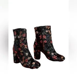 Floral Embroidered Ankle Boots