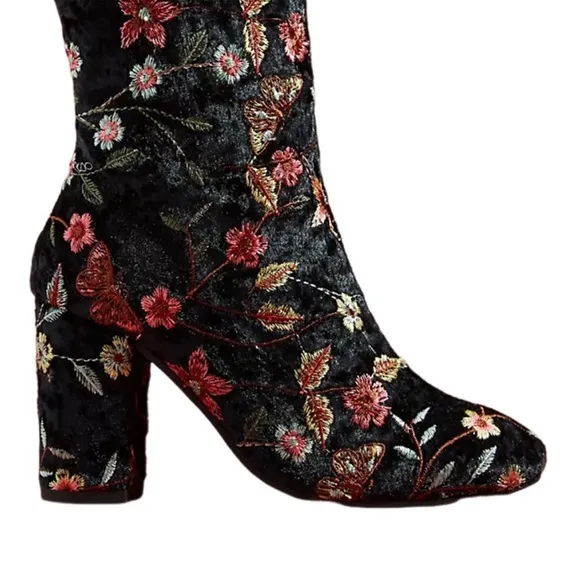 Floral Embroidered Ankle Boots