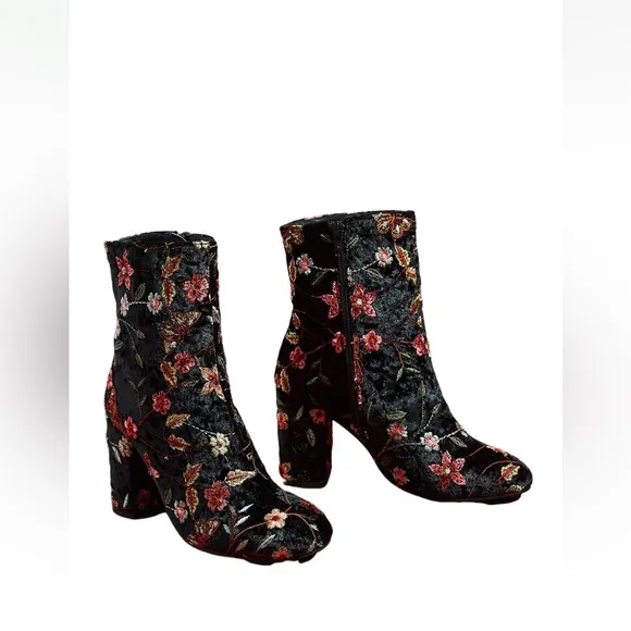 Floral Embroidered Ankle Boots