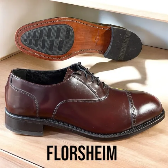 Florsheim-10.5 Lexington Burgundy Cap Toe Oxford.Sharp! Like new condition!!!