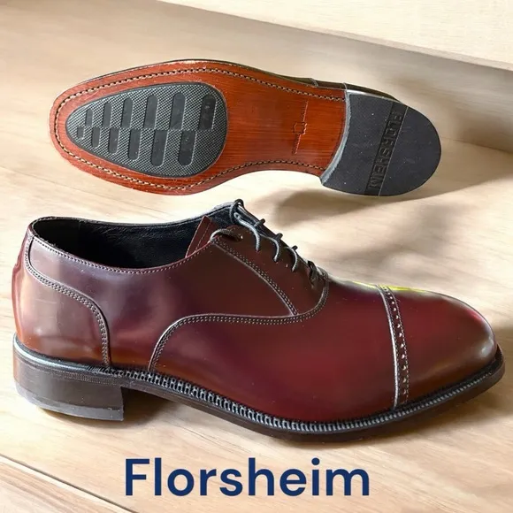 Florsheim-10.5 Lexington Burgundy Cap Toe Oxford.Sharp! Like new condition!!!