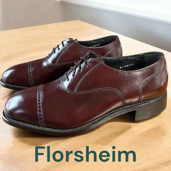 Florsheim-10.5 Lexington Burgundy Cap Toe Oxford.Sharp! Like new condition!!!