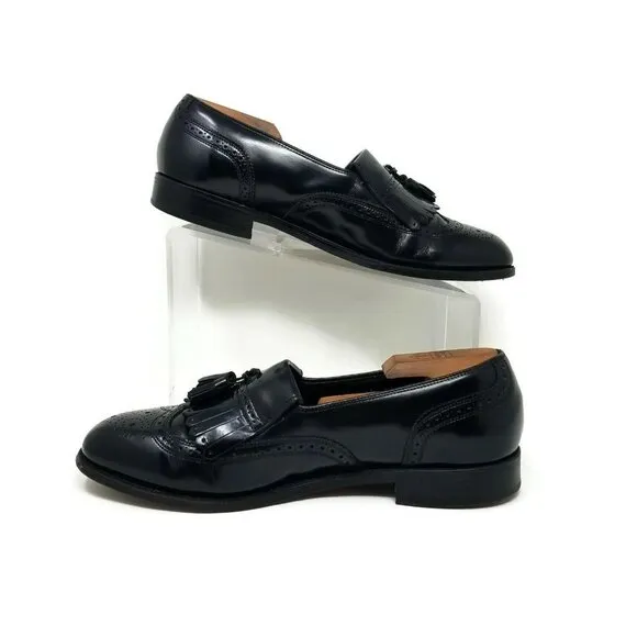 Florsheim Black Leather Tassel Kilt Brogue Wingtip Slip On Oxfords Shoes Mens 9M