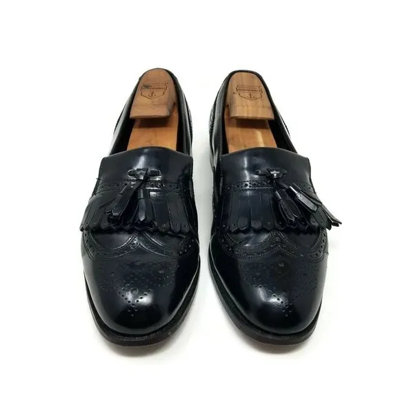 Florsheim Black Leather Tassel Kilt Brogue Wingtip Slip On Oxfords Shoes Mens 9M