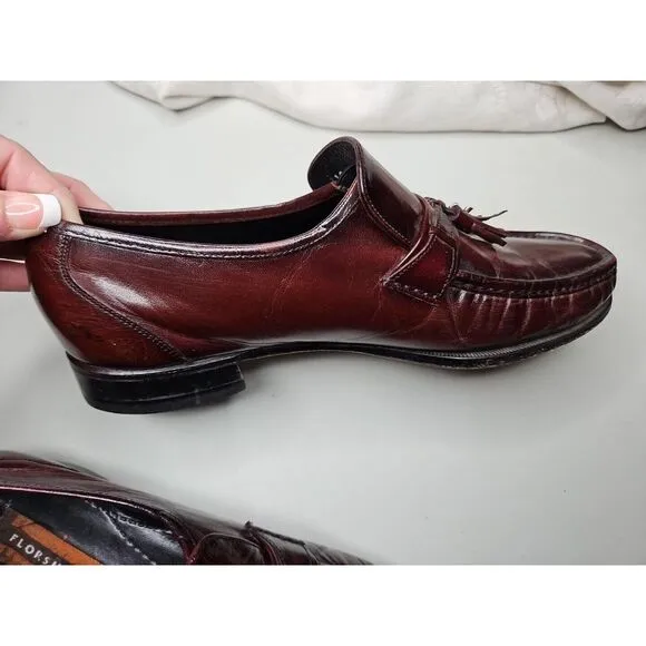 Florsheim IMPERIAL LEATHER BURGUNDY Kilt Tassel Slip On‎ Loafer Shoes 10 Classic