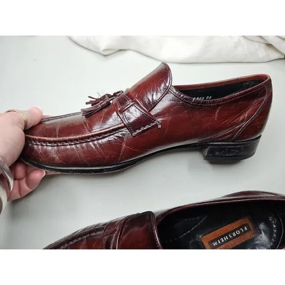 Florsheim IMPERIAL LEATHER BURGUNDY Kilt Tassel Slip On‎ Loafer Shoes 10 Classic