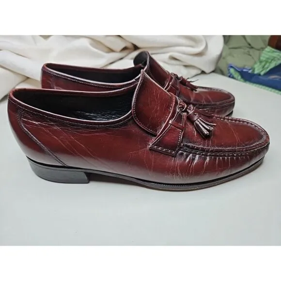 Florsheim IMPERIAL LEATHER BURGUNDY Kilt Tassel Slip On‎ Loafer Shoes 10 Classic