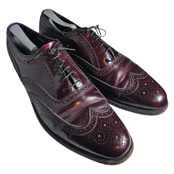 Florsheim Lexington Men Size 11 C Burgundy Wingtip Oxford Dress Shoes Burgundy