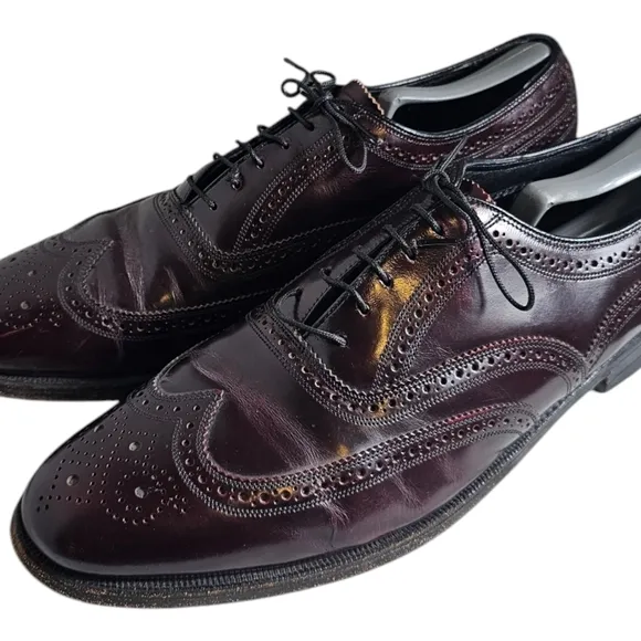 Florsheim Lexington Men Size 11 C Burgundy Wingtip Oxford Dress Shoes Burgundy