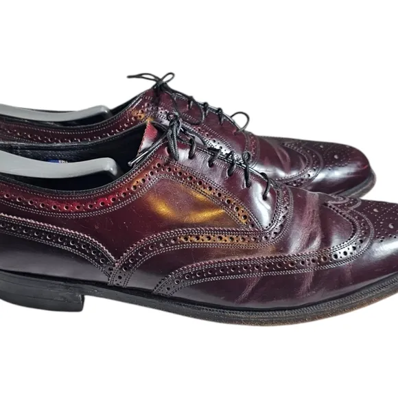 Florsheim Lexington Men Size 11 C Burgundy Wingtip Oxford Dress Shoes Burgundy