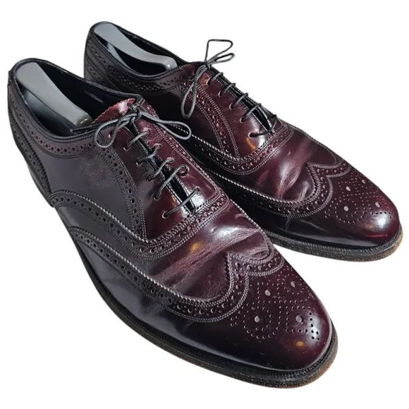 Florsheim Lexington Men Size 11 C Burgundy Wingtip Oxford Dress Shoes Burgundy