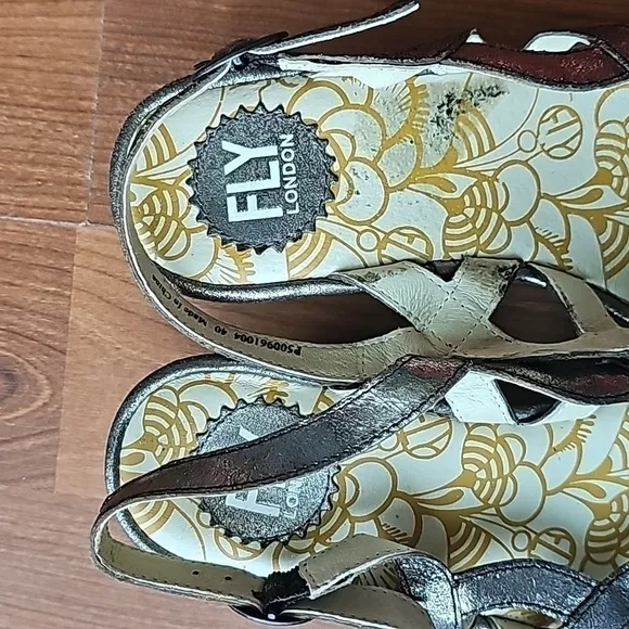 Fly London Open Toe Leather Sandals Women size 40 (US 9.5-10)