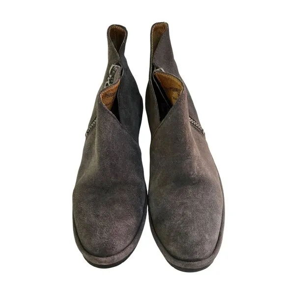 Fly London Poro Ankle Wedge Bootie Charcoal Gray Suede Size 38