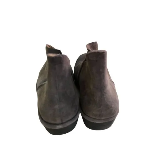 Fly London Poro Ankle Wedge Bootie Charcoal Gray Suede Size 38