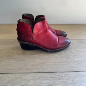 Fly London Red Leather Ankle Boots