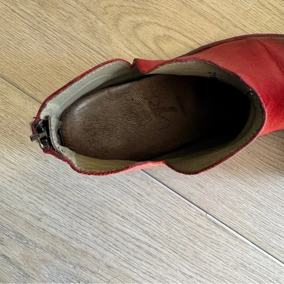 Fly London Red Leather Ankle Boots