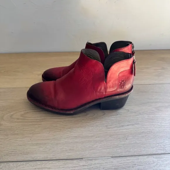 Fly London Red Leather Ankle Boots