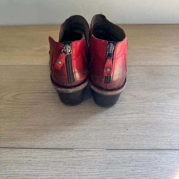 Fly London Red Leather Ankle Boots