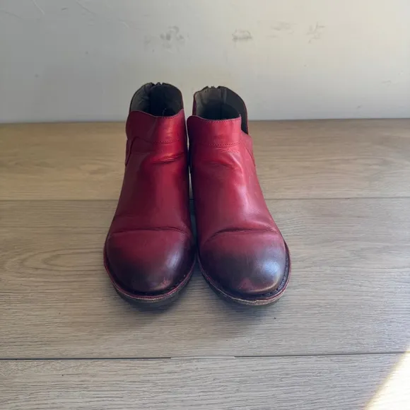 Fly London Red Leather Ankle Boots