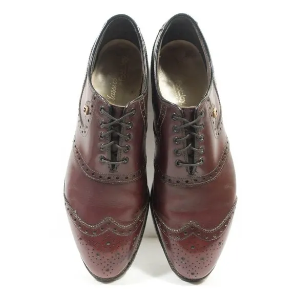 Footjoy Classics Vintage Leather Brogue Wingtip Golf Shoes - Men's Size 9 D
