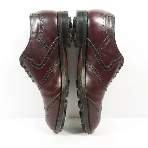 Footjoy Classics Vintage Leather Brogue Wingtip Golf Shoes - Men's Size 9 D