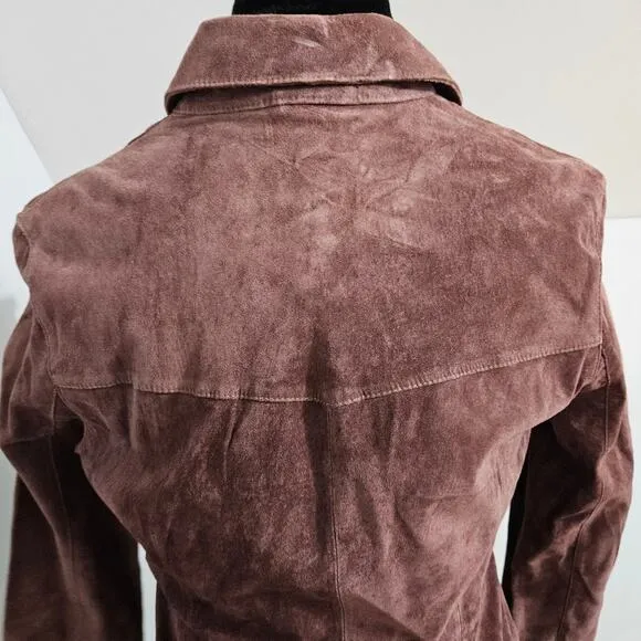 For Joseph Snap Front 100% Leather Western Cowgirl Mauve Shacket Size Large