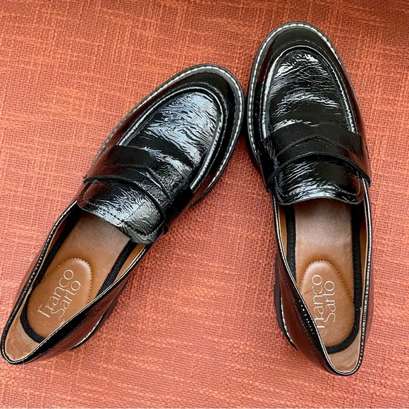 Franco Sarto Franco Balin Lug Sole Penny Loafer In Black Size 7.5W NWOT
