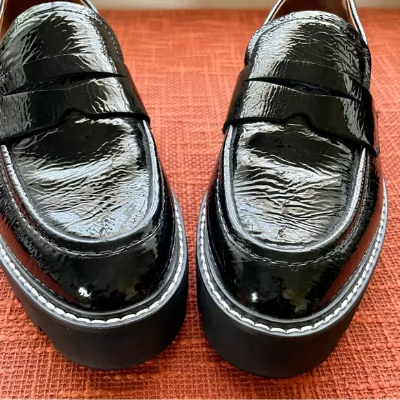 Franco Sarto Franco Balin Lug Sole Penny Loafer In Black Size 7.5W NWOT