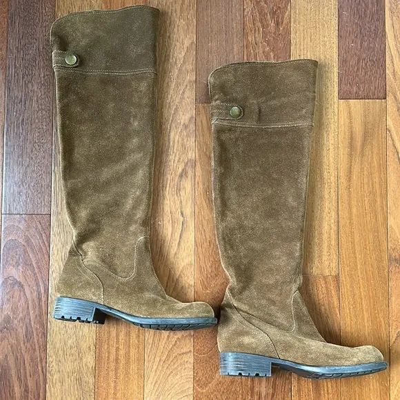 Franco Sarto Suede Knee High Boots Rich Camel/Carmel Color