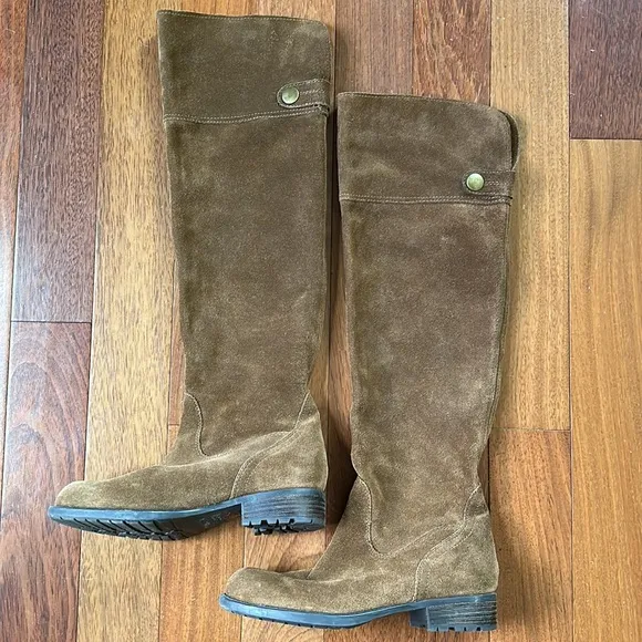 Franco Sarto Suede Knee High Boots Rich Camel/Carmel Color