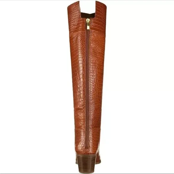 Franco Sarto Walnut Crocco Leather High Boots SIZE 9