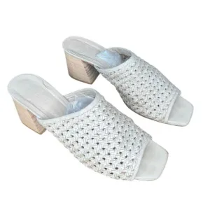 Freda Salvador Womens Woven Mule Sandals Neutral Beige Block Heel SIZE 8.5
