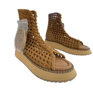 Free People $178 Suede Lace Up Luca Boot Sandal Peep Toe NEW Size 7.5