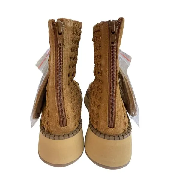 Free People $178 Suede Lace Up Luca Boot Sandal Peep Toe NEW Size 7.5