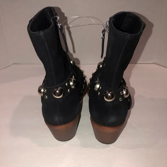 Free People Black Amelia Studded Harness Western Cowboy Moto Boots Shoes sz 9