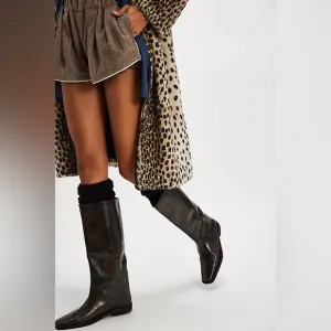 Free People Black/Brown Like Lightning Tall Riding Boots Shoes sz 6.5