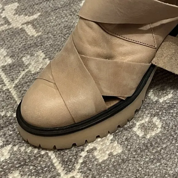 Free People Blake platform booties taupe bandage 37