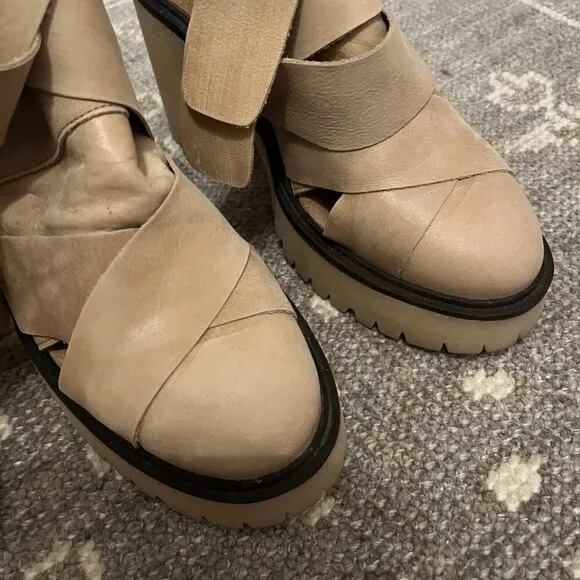 Free People Blake platform booties taupe bandage 37
