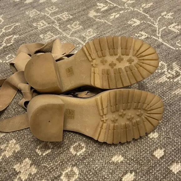 Free People Blake platform booties taupe bandage 37