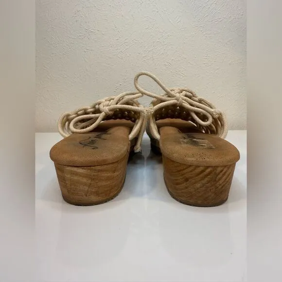 Free People Crochet Braided Woven Rope Clog Ankle Tie Sandals, Size 38 (US 7.5)