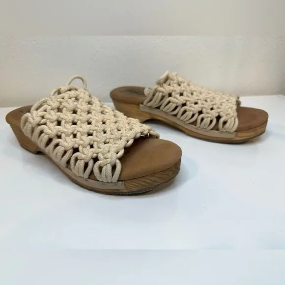 Free People Crochet Braided Woven Rope Clog Ankle Tie Sandals, Size 38 (US 7.5)