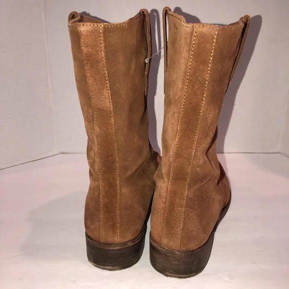 Free People Easton Equestrian Suede Moto Mid Calf Boots Shoes 8.5/39.5