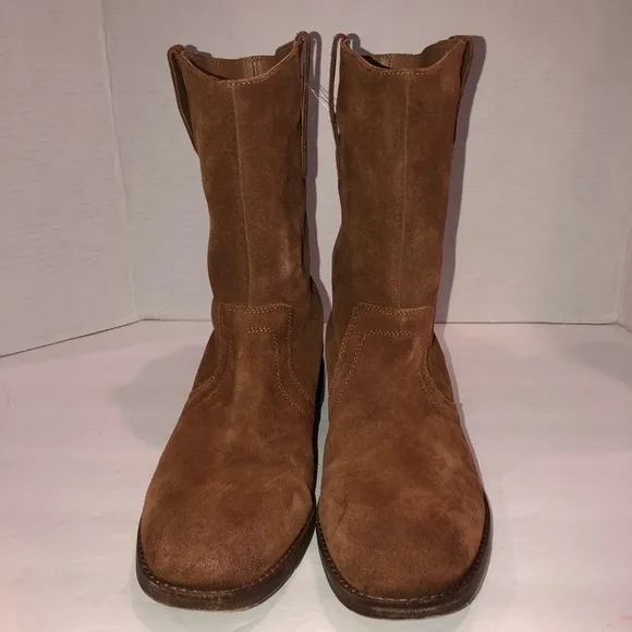 Free People Easton Equestrian Suede Moto Mid Calf Boots Shoes 8.5/39.5