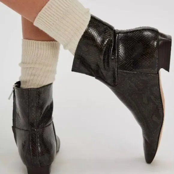Free People Easy Does It Snake Print Ankle Boot - Brand New
