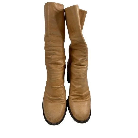 Free People Elle Bootie Women's Euro 39 Brown Leather Back Zip High Top Boots