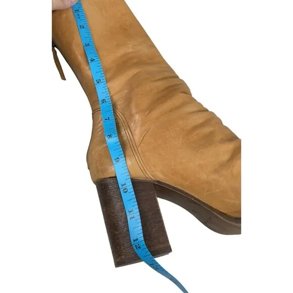 Free People Elle Bootie Women's Euro 39 Brown Leather Back Zip High Top Boots