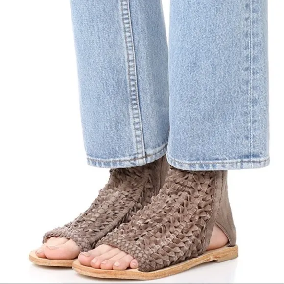 Free People Island Cruiser Woven Taupe Sandals Size 6