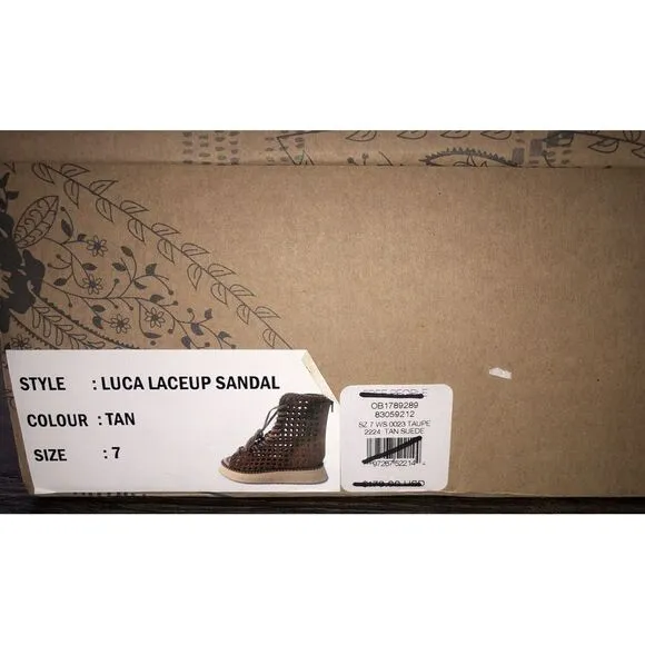 Free People‎ Luca Lace Up Sandals Women's 7 Woven Suede Tan Gladiator NIB